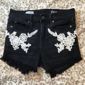 Handmade Up-cycled Gap Women Denim Black Shorts